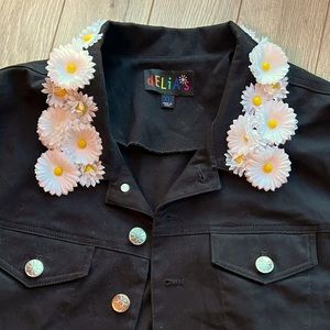Delia’s Daisy Collared Black Jacket Size XL